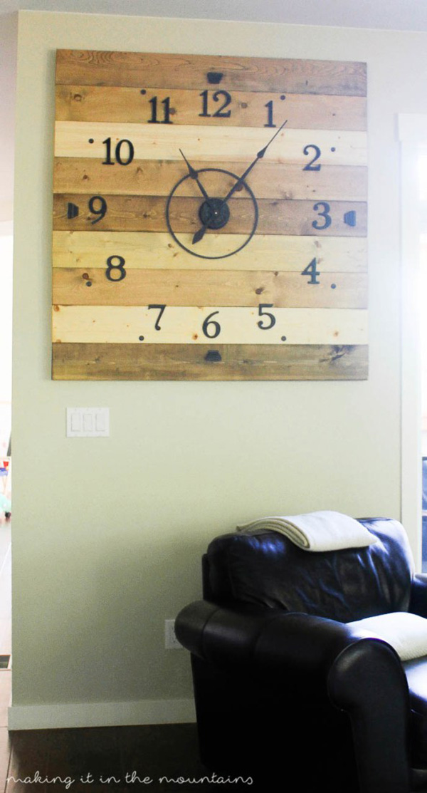 Ahşap palet kare duvar saati son hali